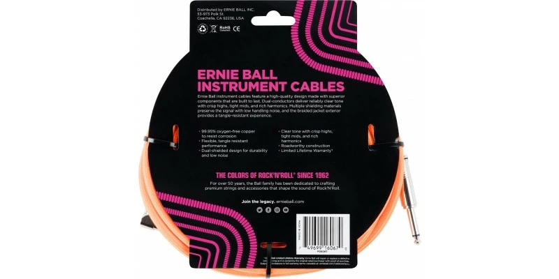 Cheap π Ernie Ball 25 Foot Braided Straight/Angle Instrument Cable Neon Orange β€οΈ 4 Cheap π Ernie Ball 25 Foot Braided Straight/Angle Instrument Cable Neon Orange β€οΈ - Image 2