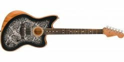 Outlet 😍 Fender Limited Edition American Acoustasonic Jazzmaster Black Paisley 💯
