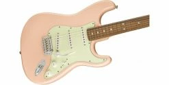 Best reviews of ❤️ Fender Player Stratocaster Limited Edition Shell Pink Pau Ferro ✨ -Cheap Guitar Store fender ltd player strat shell pink pau ferro body angle