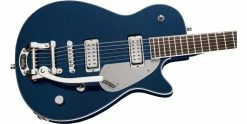Hot Sale 🎉 Gretsch G5260T Electromatic Jet Baritone With Bigsby Midnight Sapphire 👍 -Cheap Guitar Store gretsch g5260t electromatic jet baritone bigsby midnight sapphire body angle