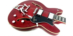 Flash Sale 🔥 Hagstrom Tremar Viking Deluxe Wild Cherry Transparent ⭐ -Cheap Guitar Store hagstrom tremar viking deluxe wild cherry transparent body 2