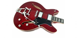 Flash Sale 🔥 Hagstrom Tremar Viking Deluxe Wild Cherry Transparent ⭐ -Cheap Guitar Store hagstrom tremar viking deluxe wild cherry transparent body