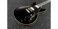 New 🔔 Ibanez JSM20 John Scofield Black Low Gloss 🌟 -Cheap Guitar Store ibanez jsm20 john scofield black low gloss body angle