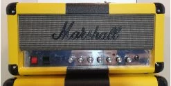 Cheapest ❤️ Marshall Design Store 2525H And 2536A Yellow With Black Stripe Half Stack 🌟 -Cheap Guitar Store marshall custom shop 2525h and 2536a yellow with black stripe half stack head front
