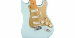Hot Sale 🎉 Squier 40th Anniversary Stratocaster Vintage Edition Satin Sonic Blue 😀 12 Hot Sale 🎉 Squier 40th Anniversary Stratocaster Vintage Edition Satin Sonic Blue 😀 -Cheap Guitar Store squier 40th anniversary stratocaster vintage edition satin sonic blue body detail
