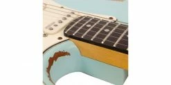 Promo 💯 Vintage V6H ICON HSS Ultra-Gloss Distressed Laguna Blue 🧨 -Cheap Guitar Store vintage v6h icon hss ultra gloss distressed laguna blue neck join 2